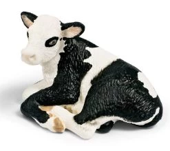 SCHLEICH - Farm Life, Kalb Schwarzbunt, Liegend